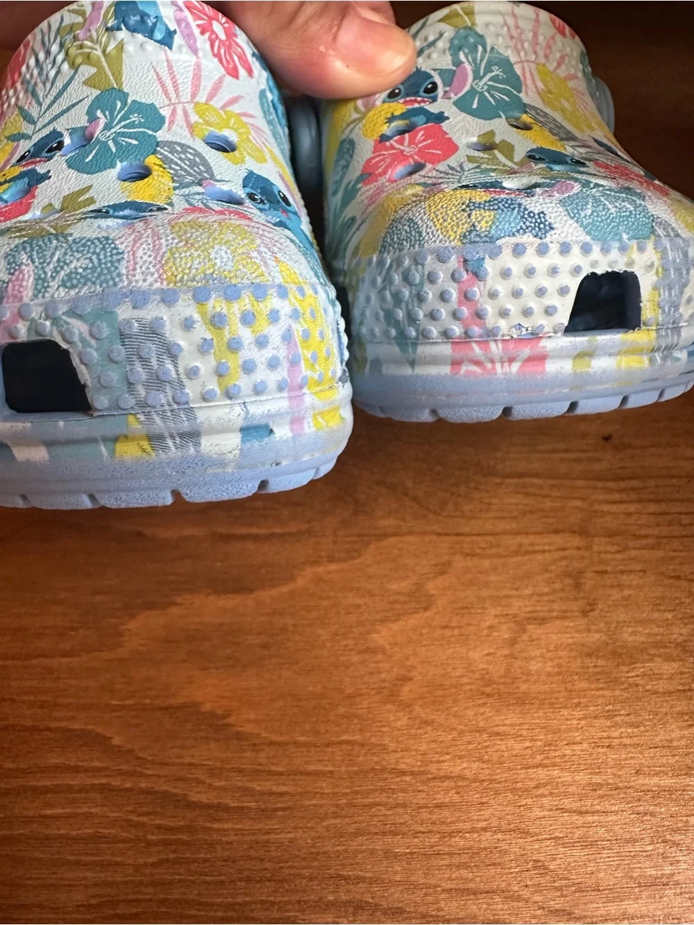 Crocs Disney Blue Floral Stitch Slip-On Clog Sandals Size 7 (Toddler)